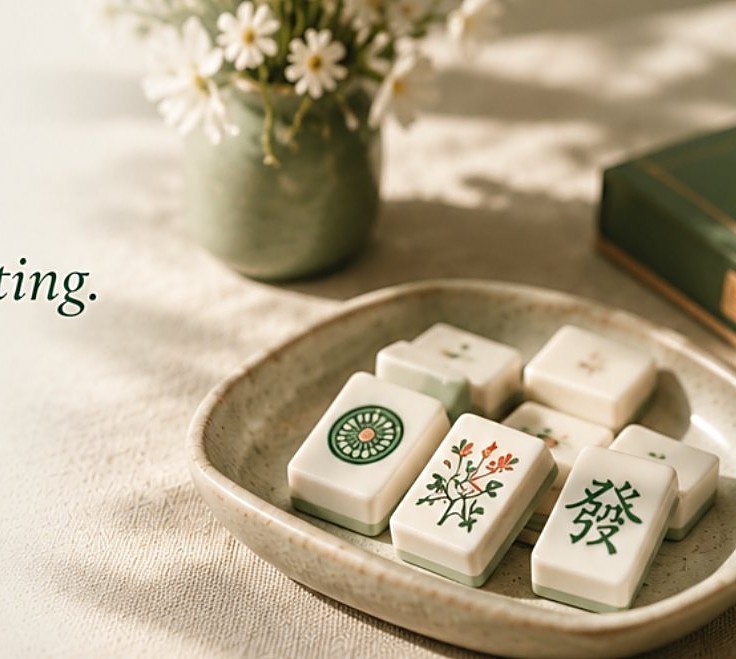 Mahjong tiles and fresh daisies — the spirit of MAHJORA